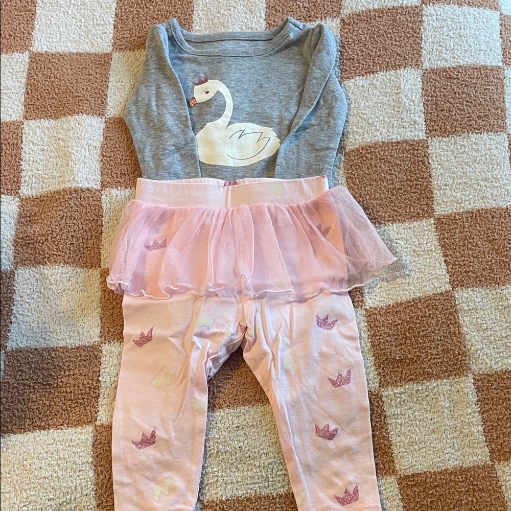 Okie Dokie Gray and White Swan Top